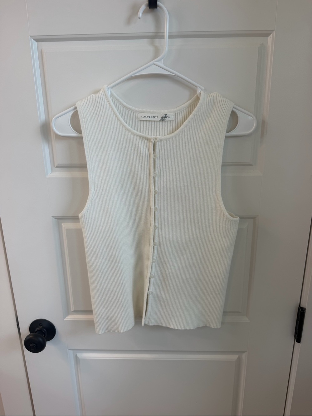 Altard State Cream Ribbed Button-Front Tank Top - Picture 1 of 3